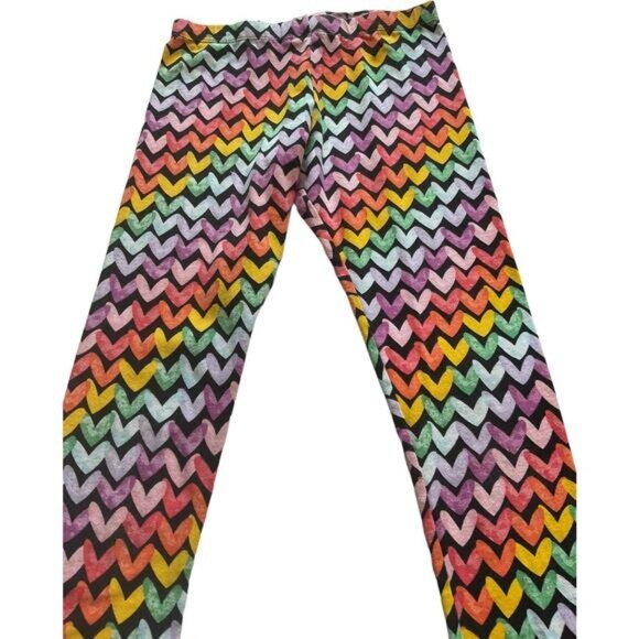 Colorful Chevron Print Girls Leggings L (10-12) Cotton/Spandex Wonder Nation - Picture 9 of 13